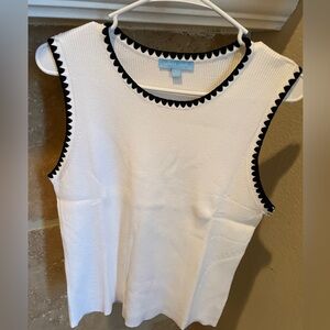 NWT Draper James Ivory Black Scalloped Top Career Old Money Capsule Minimalist L